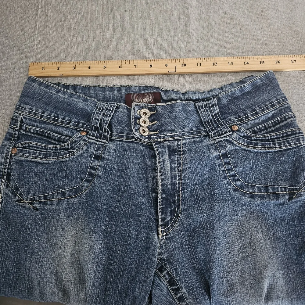 Angels Vintage y2k Crop Jean Capris Size 10 Stretchy Mid Rise - Picture 4 of 6